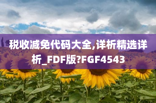 税收减免代码大全,详析精选详析_FDF版?FGF4543