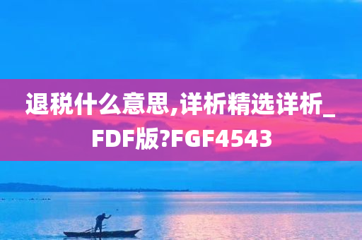 退税什么意思,详析精选详析_FDF版?FGF4543