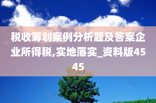 税收筹划案例分析题及答案企业所得税,实地落实_资料版4545