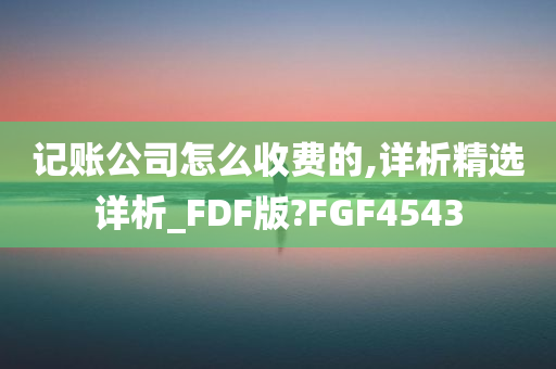 记账公司怎么收费的,详析精选详析_FDF版?FGF4543