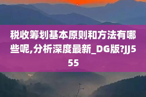 税收筹划基本原则和方法有哪些呢,分析深度最新_DG版?JJ555