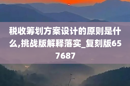 税收筹划方案设计的原则是什么,挑战版解释落实_复刻版657687