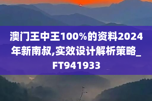 澳门王中王100%的资料2024年新南叔,实效设计解析策略_FT941933