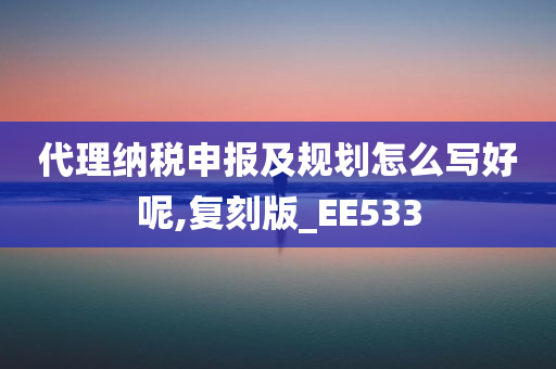 代理纳税申报及规划怎么写好呢,复刻版_EE533