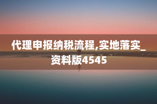 代理申报纳税流程,实地落实_资料版4545