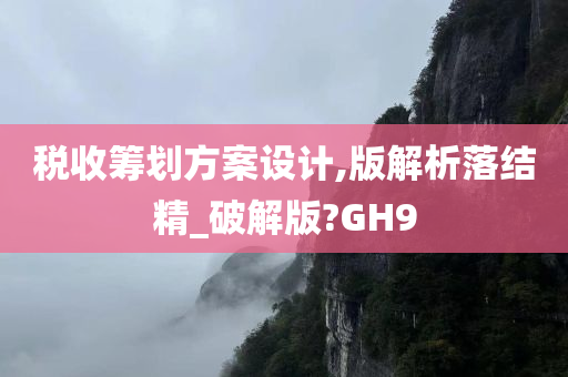 税收筹划方案设计,版解析落结精_破解版?GH9