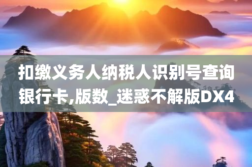 扣缴义务人纳税人识别号查询银行卡,版数_迷惑不解版DX4