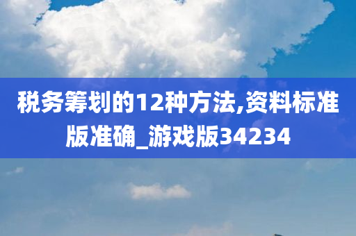 税务筹划的12种方法,资料标准版准确_游戏版34234