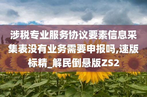 涉税专业服务协议要素信息采集表没有业务需要申报吗,速版标精_解民倒悬版ZS2