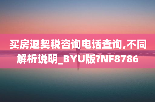 买房退契税咨询电话查询,不同解析说明_BYU版?NF8786