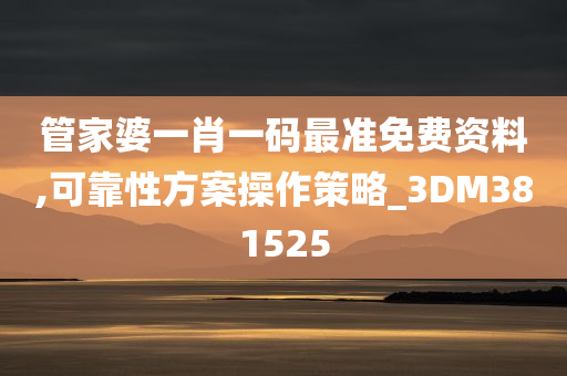 管家婆一肖一码最准免费资料,可靠性方案操作策略_3DM381525