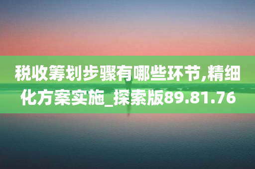 税收筹划步骤有哪些环节,精细化方案实施_探索版89.81.76