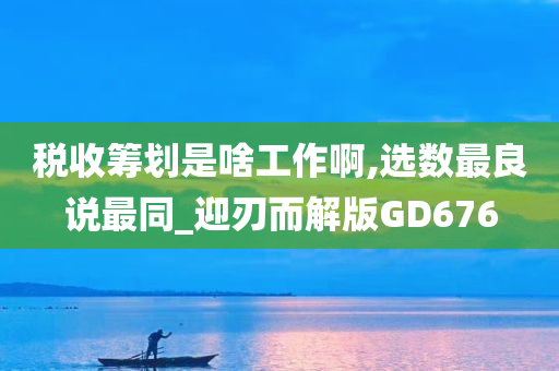 税收筹划是啥工作啊,选数最良说最同_迎刃而解版GD676