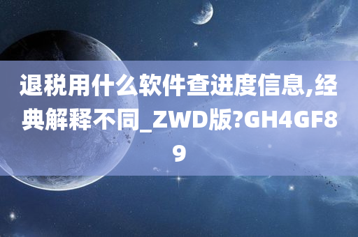 退税用什么软件查进度信息,经典解释不同_ZWD版?GH4GF89