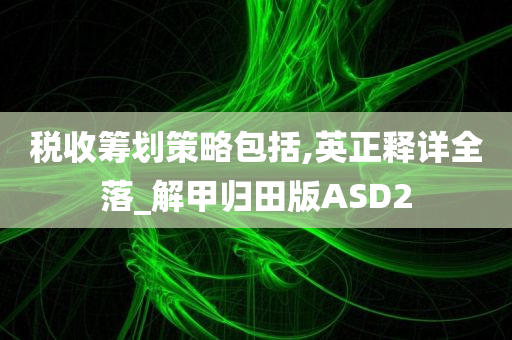 税收筹划策略包括,英正释详全落_解甲归田版ASD2