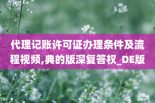 代理记账许可证办理条件及流程视频,典的版深复答权_DE版