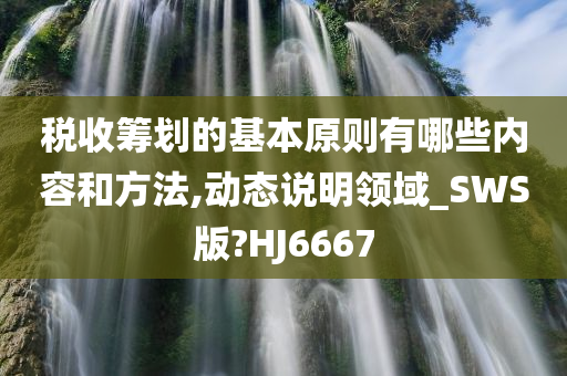 税收筹划的基本原则有哪些内容和方法,动态说明领域_SWS版?HJ6667