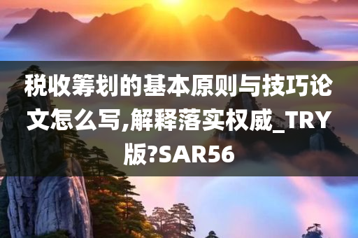 税收筹划的基本原则与技巧论文怎么写,解释落实权威_TRY版?SAR56