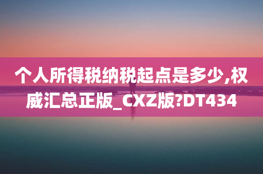 个人所得税纳税起点是多少,权威汇总正版_CXZ版?DT434