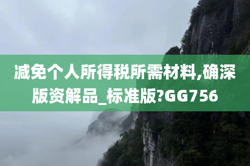 减免个人所得税所需材料,确深版资解品_标准版?GG756