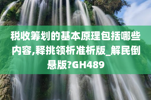 税收筹划的基本原理包括哪些内容,释挑领析准析版_解民倒悬版?GH489