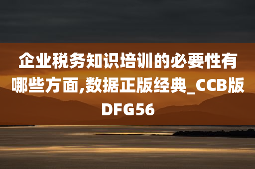 企业税务知识培训的必要性有哪些方面,数据正版经典_CCB版DFG56