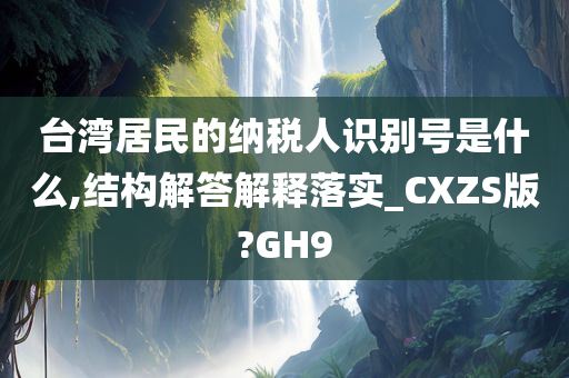 台湾居民的纳税人识别号是什么,结构解答解释落实_CXZS版?GH9