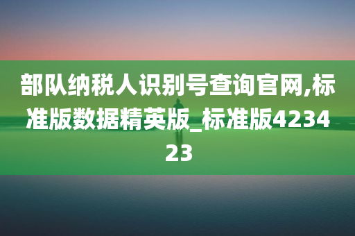 部队纳税人识别号查询官网,标准版数据精英版_标准版423423