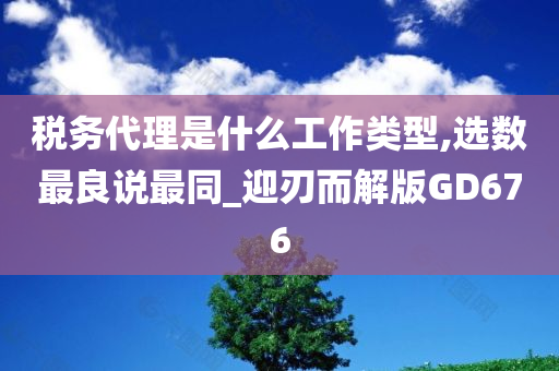 税务代理是什么工作类型,选数最良说最同_迎刃而解版GD676