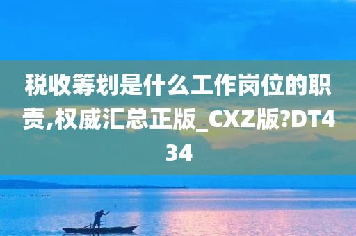 税收筹划是什么工作岗位的职责,权威汇总正版_CXZ版?DT434