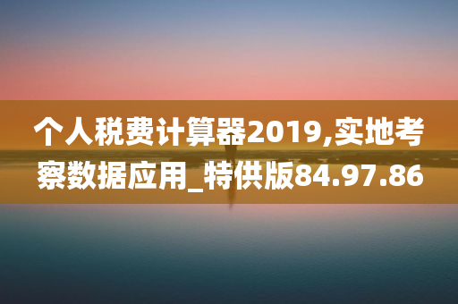 个人税费计算器2019,实地考察数据应用_特供版84.97.86