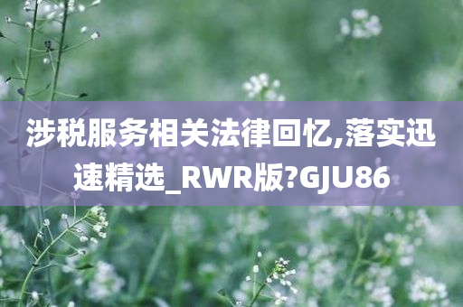 涉税服务相关法律回忆,落实迅速精选_RWR版?GJU86