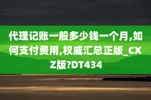 代理记账一般多少钱一个月,如何支付费用,权威汇总正版_CXZ版?DT434