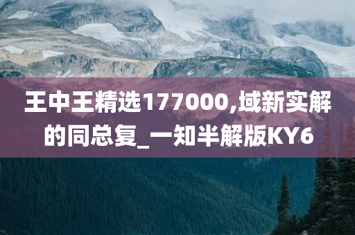 王中王精选177000,域新实解的同总复_一知半解版KY6