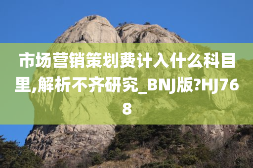 市场营销策划费计入什么科目里,解析不齐研究_BNJ版?HJ768