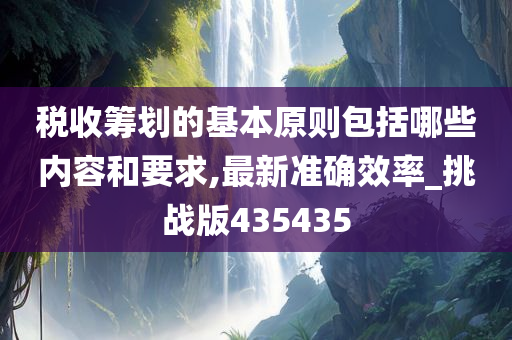 税收筹划的基本原则包括哪些内容和要求,最新准确效率_挑战版435435