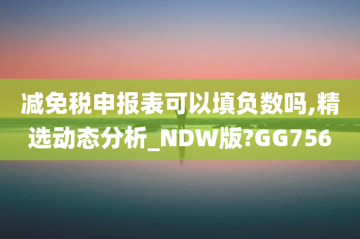 减免税申报表可以填负数吗,精选动态分析_NDW版?GG756