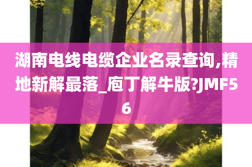 湖南电线电缆企业名录查询,精地新解最落_庖丁解牛版?JMF56