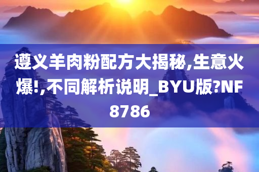 遵义羊肉粉配方大揭秘,生意火爆!,不同解析说明_BYU版?NF8786