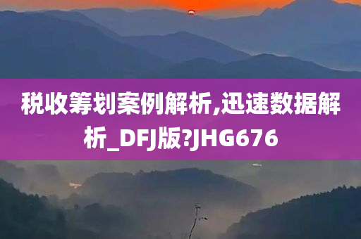 税收筹划案例解析,迅速数据解析_DFJ版?JHG676