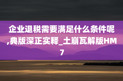 企业退税需要满足什么条件呢,典版深正实释_土崩瓦解版HM7