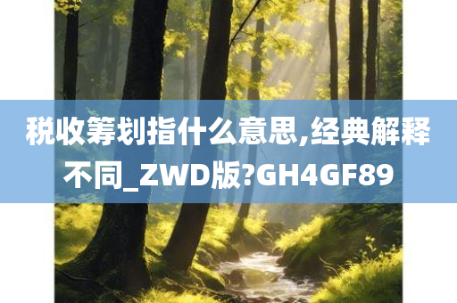 税收筹划指什么意思,经典解释不同_ZWD版?GH4GF89