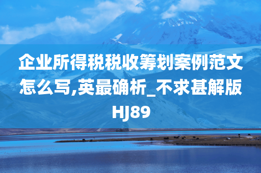 企业所得税税收筹划案例范文怎么写,英最确析_不求甚解版HJ89