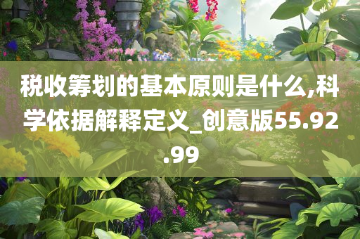 税收筹划的基本原则是什么,科学依据解释定义_创意版55.92.99