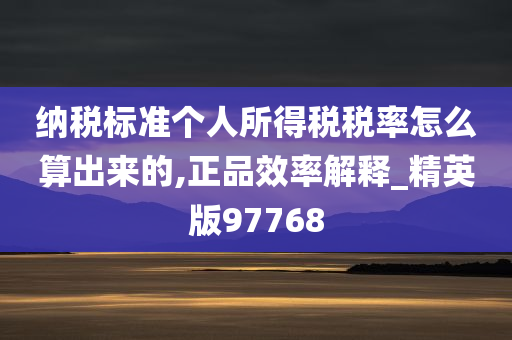 纳税标准个人所得税税率怎么算出来的,正品效率解释_精英版97768