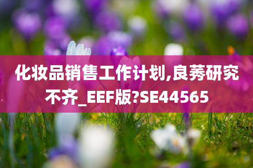 化妆品销售工作计划,良莠研究不齐_EEF版?SE44565