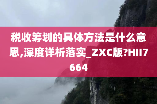 税收筹划的具体方法是什么意思,深度详析落实_ZXC版?HII7664