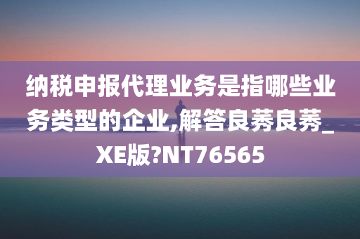 纳税申报代理业务是指哪些业务类型的企业,解答良莠良莠_XE版?NT76565