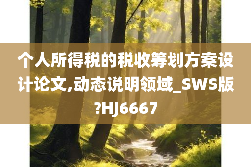 个人所得税的税收筹划方案设计论文,动态说明领域_SWS版?HJ6667