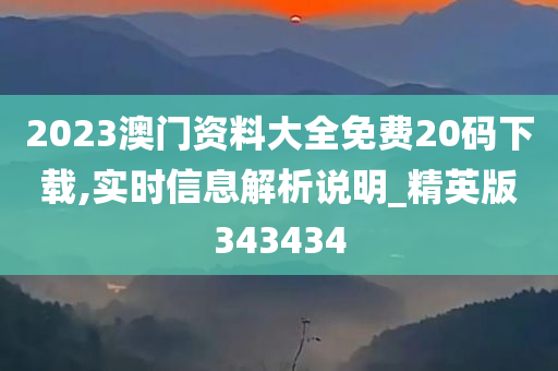 2023澳门资料大全免费20码下载,实时信息解析说明_精英版343434